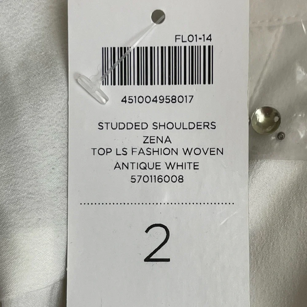 Chico’s Studded Antique White Blouse Size 2 = L / 12 - Picture 8 of 12